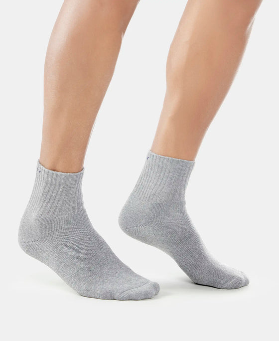 Pack of 5 Compact Cotton Terry Ankle Length Socks With StayFresh Treatment - Black, White, Navy, Mid Grey & Charcoal Melange