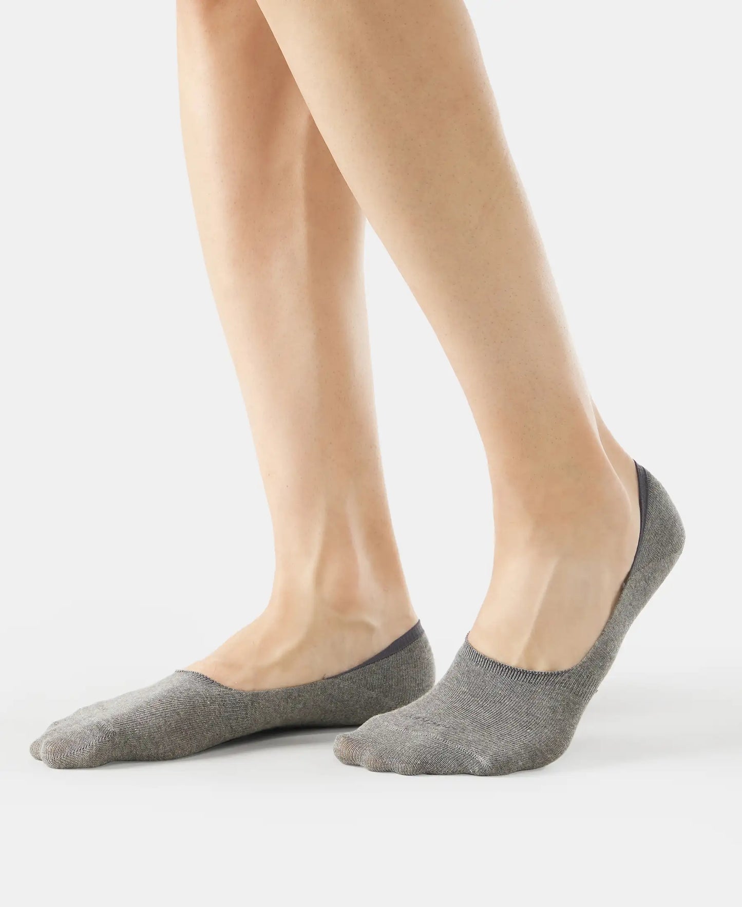 Compact Cotton Elastane Stretch No Show Socks With StayFresh Treatment - Black, Grey & Charcoal (Pack of 3)