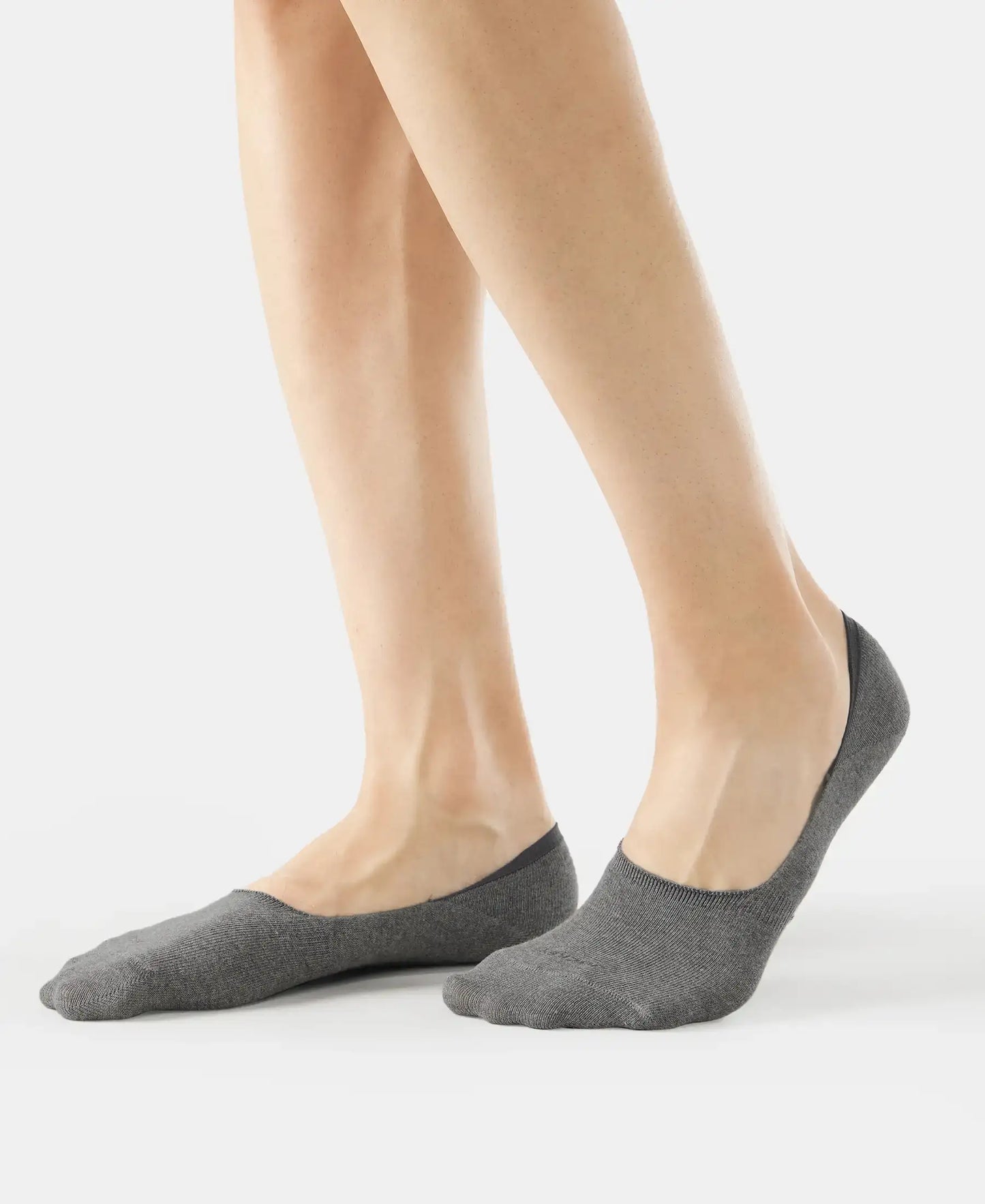 Compact Cotton Elastane Stretch No Show Socks With StayFresh Treatment - Black, Grey & Charcoal (Pack of 3)