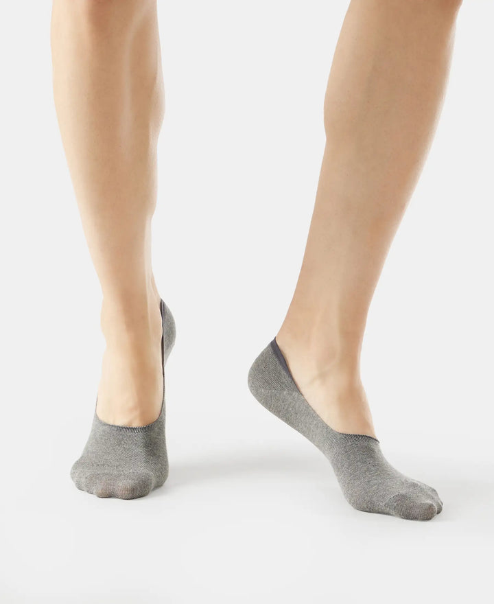 Compact Cotton Elastane Stretch No Show Socks With StayFresh Treatment - Black, Grey & Navy (Pack of 3)