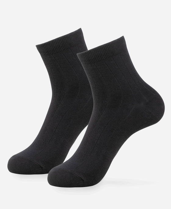 Bamboo Fiber 4 Way Stretch Ankle Length Socks With Stayfresh Treatment - Black
