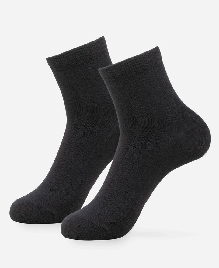 Bamboo Fiber 4 Way Stretch Ankle Length Socks With Stayfresh Treatment - Black