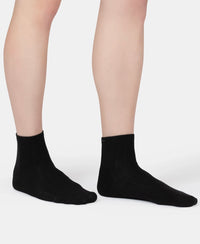 Bamboo Fiber 4 Way Stretch Ankle Length Socks With Stayfresh Treatment - Black