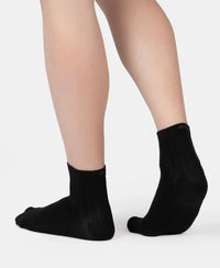 Bamboo Fiber 4 Way Stretch Ankle Length Socks With Stayfresh Treatment - Black