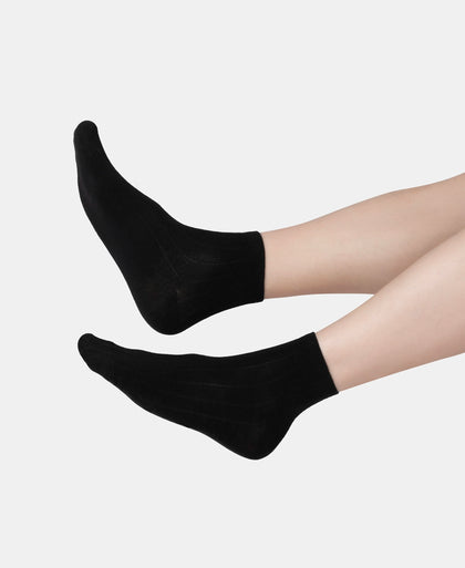 Bamboo Fiber 4 Way Stretch Ankle Length Socks With Stayfresh Treatment - Black