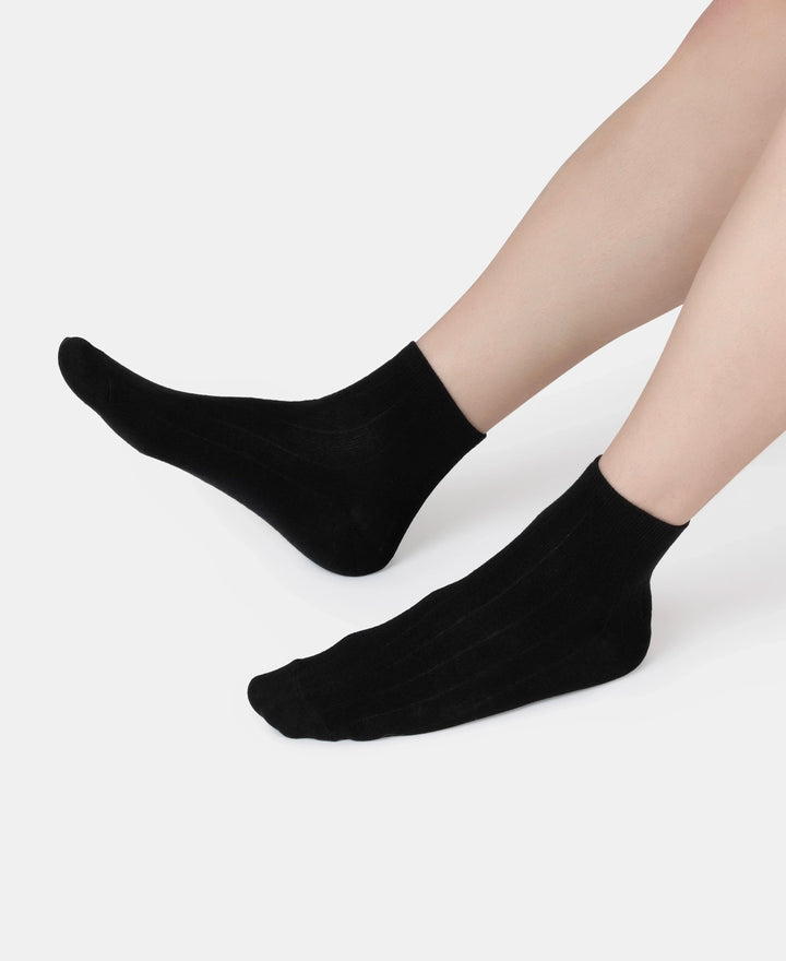 Bamboo Fiber 4 Way Stretch Ankle Length Socks With Stayfresh Treatment - Black