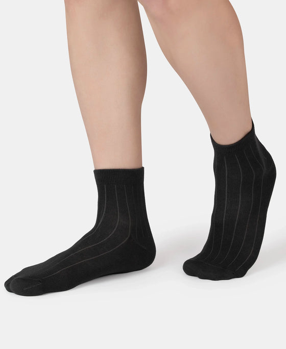 Bamboo Fiber 4 Way Stretch Ankle Length Socks With Stayfresh Treatment - Gun Metal