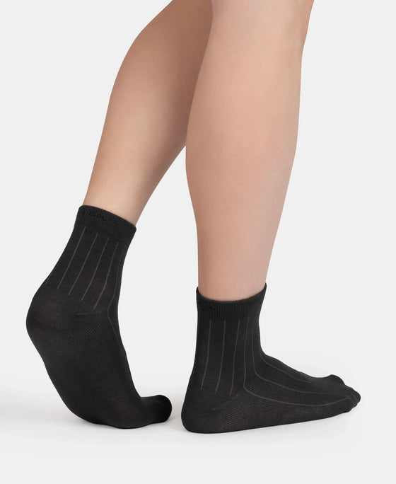 Bamboo Fiber 4 Way Stretch Ankle Length Socks With Stayfresh Treatment - Gun Metal