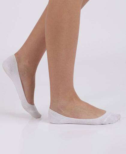 Compact Cotton Stretch No Show Socks With Stay Fresh Treatment - White