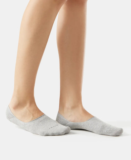 Compact Cotton Stretch No Show Socks with StayFresh Treatment - Black & Grey Melange (Pack of 2)