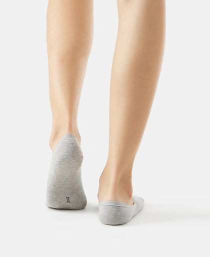 Compact Cotton Stretch No Show Socks with StayFresh Treatment - Black & Grey Melange (Pack of 2)
