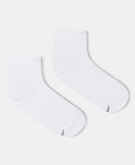 Kid's Compact Cotton Stretch Solid Ankle Length Socks With StayFresh Treatment - White (Pack of 2)