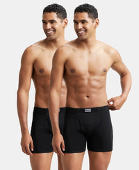 Super Combed Cotton Rib Solid Boxer Brief with Ultrasoft and Durable Waistband - Black (Pack of 2)