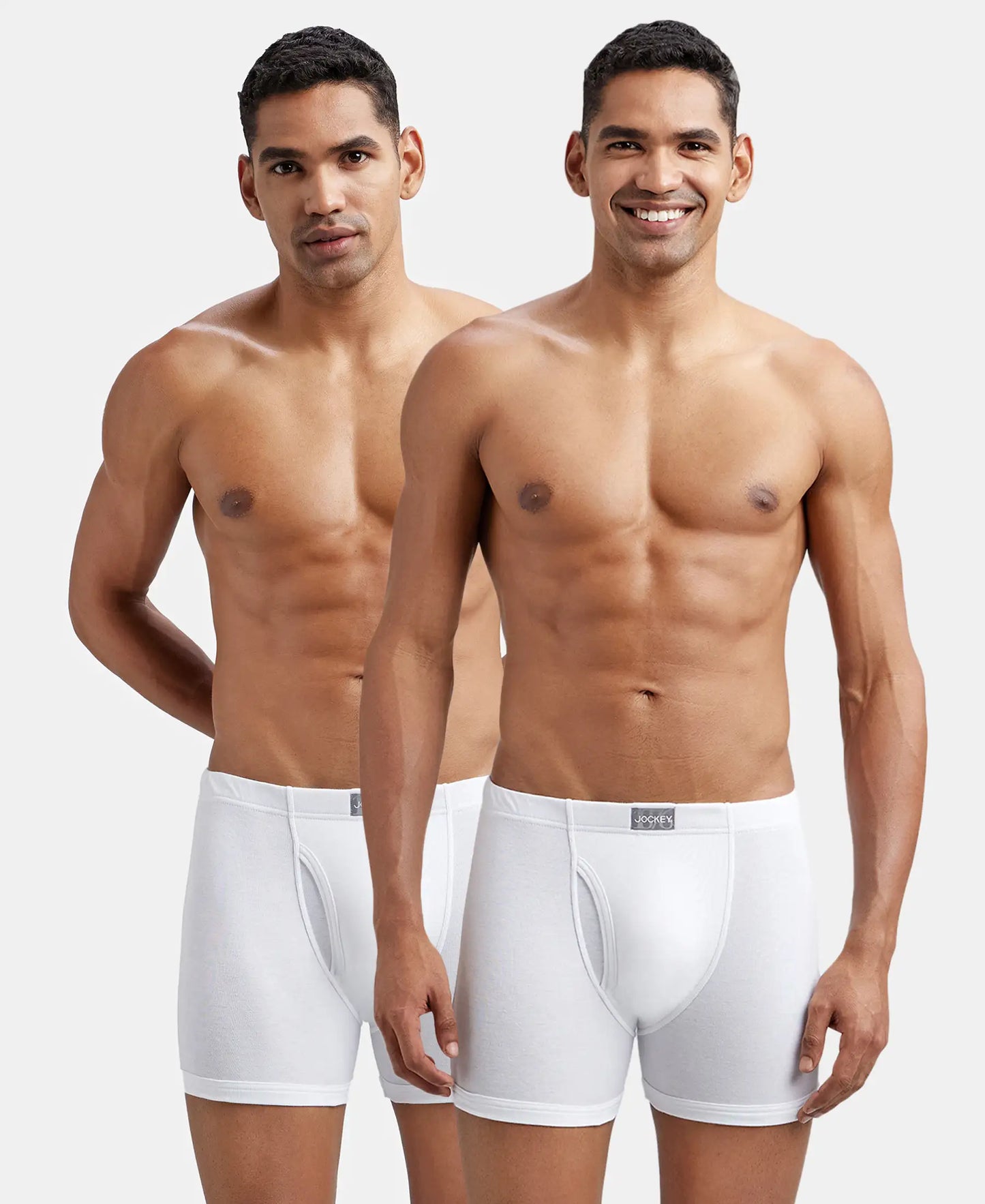 Super Combed Cotton Rib Solid Boxer Brief with Ultrasoft and Durable Waistband - White (Pack of 2)