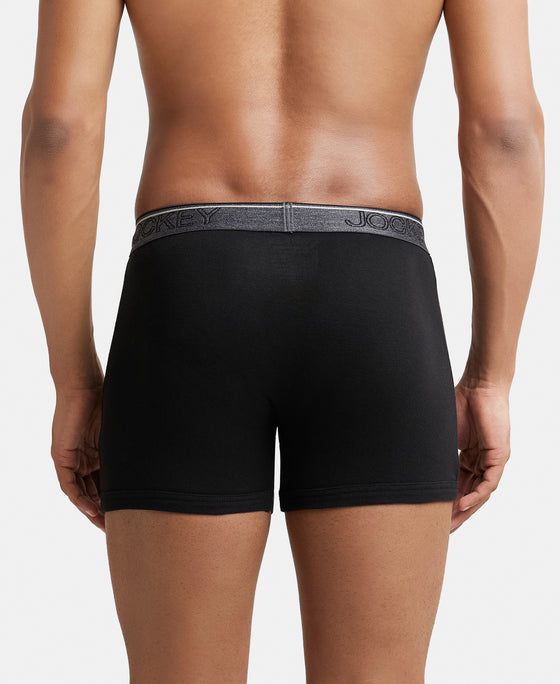 Super Combed Cotton Rib Solid Boxer Brief with Ultrasoft and Durable Waistband - Black