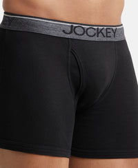 Super Combed Cotton Rib Solid Boxer Brief with Ultrasoft and Durable Waistband - Black