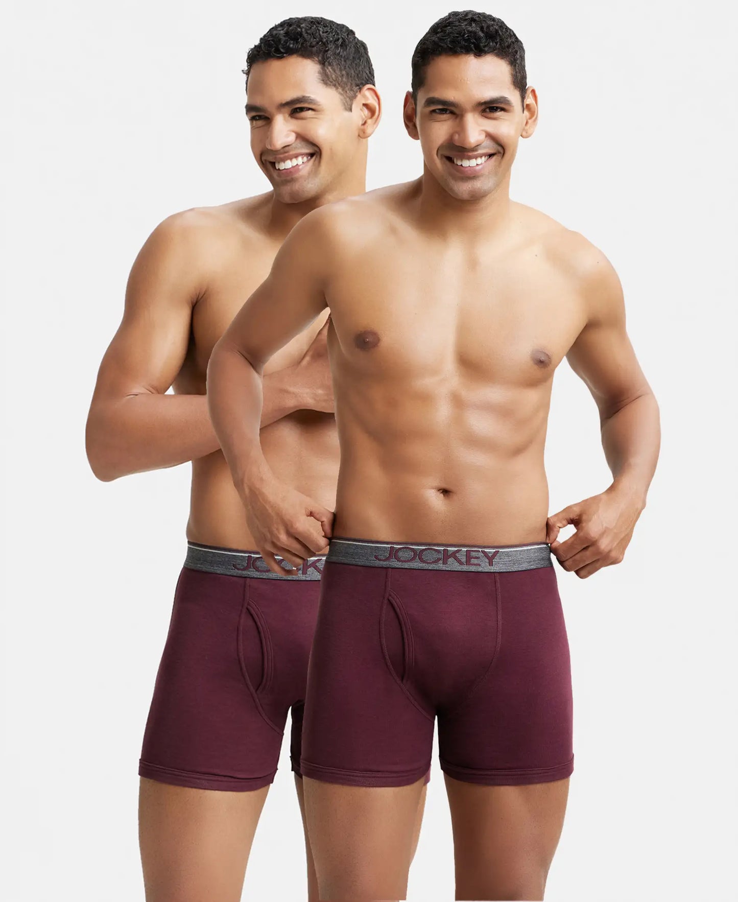 Super Combed Cotton Rib Solid Boxer Brief with Ultrasoft and Durable Waistband - Mauve Wine (Pack of 2)