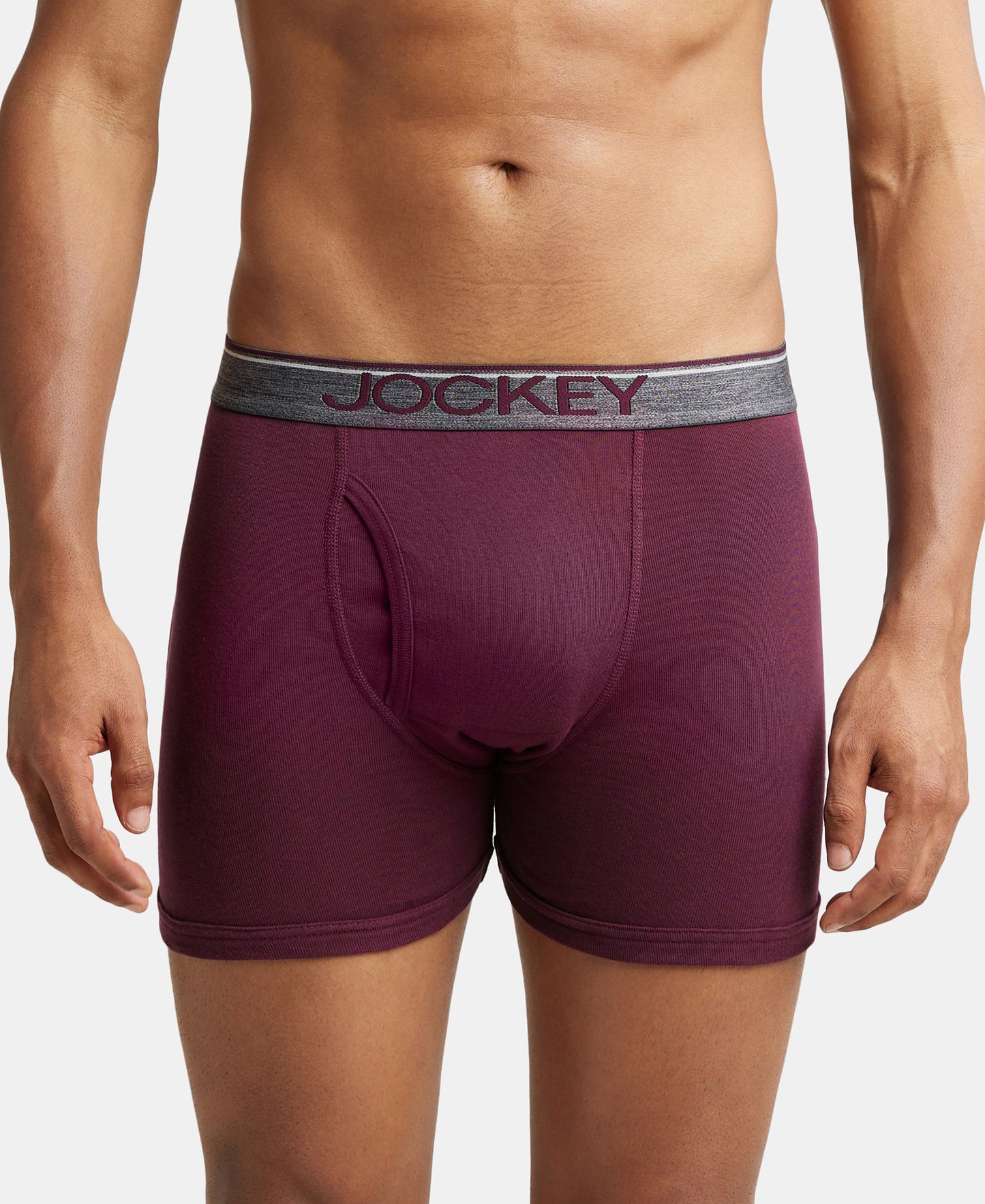 Super Combed Cotton Rib Solid Boxer Brief with Ultrasoft and Durable Waistband - Wine Tasting (Pack of 2)