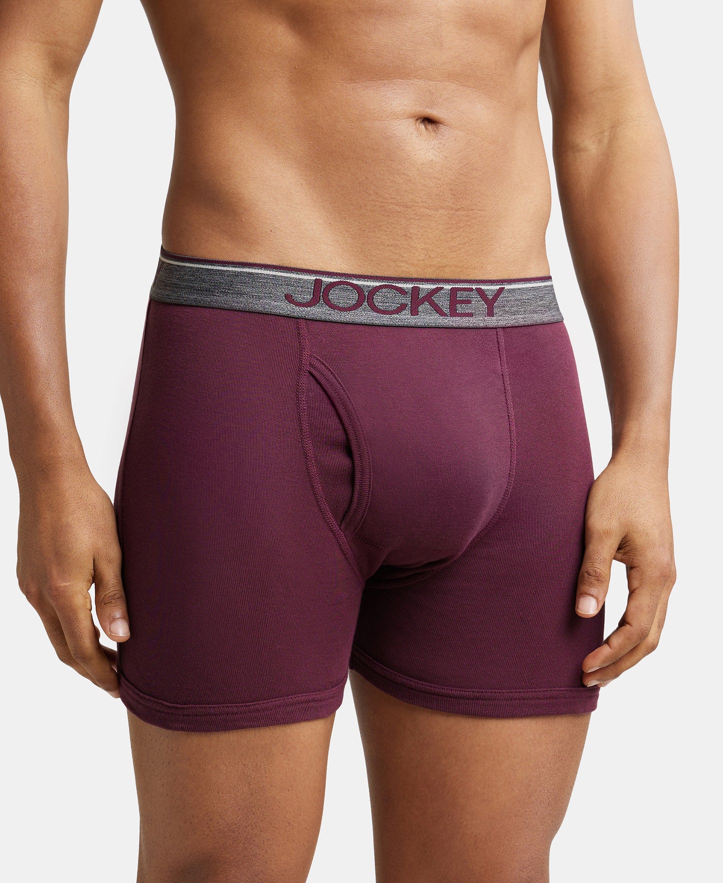 Super Combed Cotton Rib Solid Boxer Brief with Ultrasoft and Durable Waistband - Wine Tasting (Pack of 2)