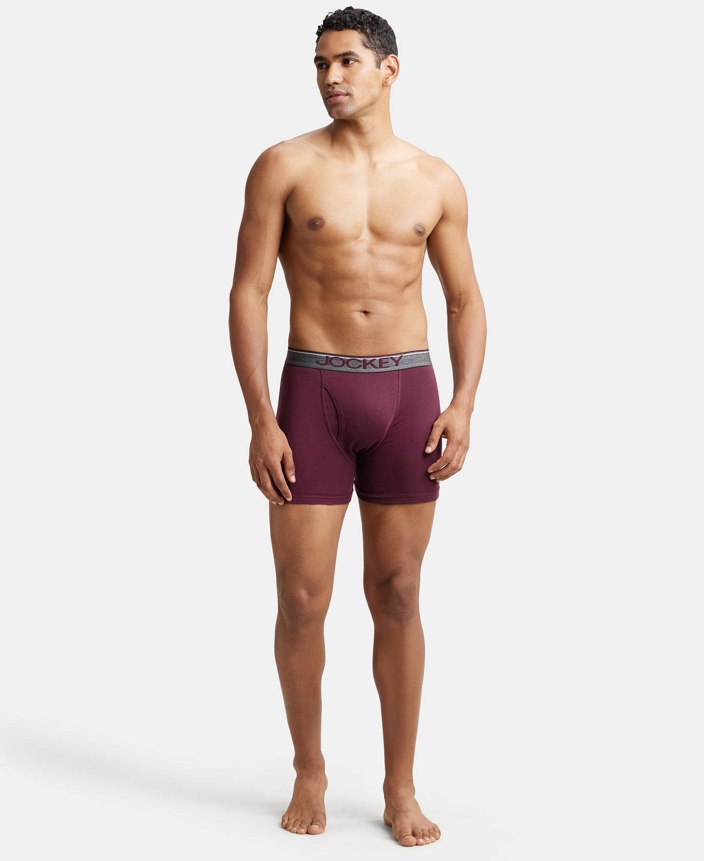 Super Combed Cotton Rib Solid Boxer Brief with Ultrasoft and Durable Waistband - Wine Tasting (Pack of 2)