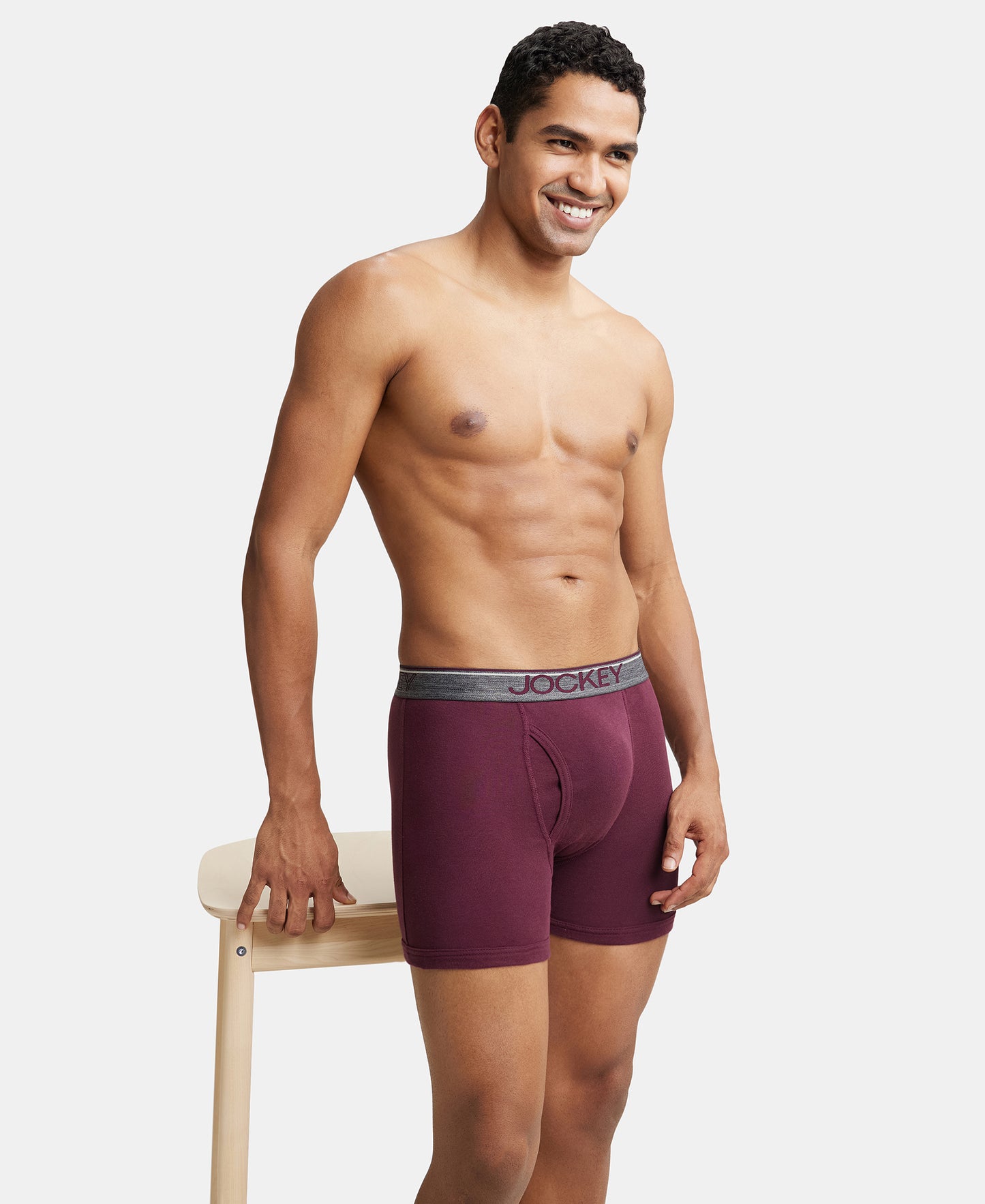 Super Combed Cotton Rib Solid Boxer Brief with Ultrasoft and Durable Waistband - Wine Tasting (Pack of 2)