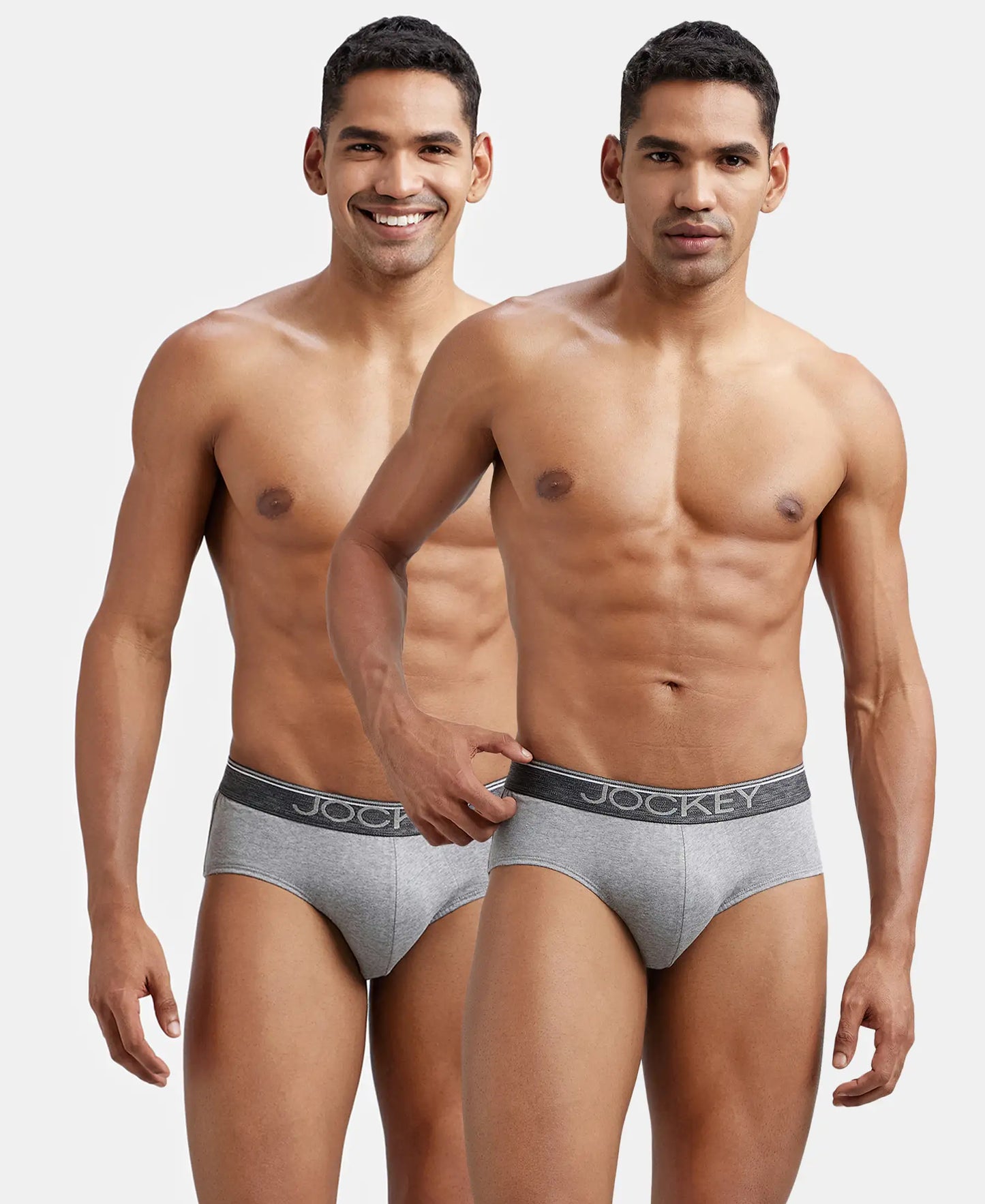Super Combed Cotton Solid Brief with Ultrasoft Waistband - Grey Melange (Pack of 2)