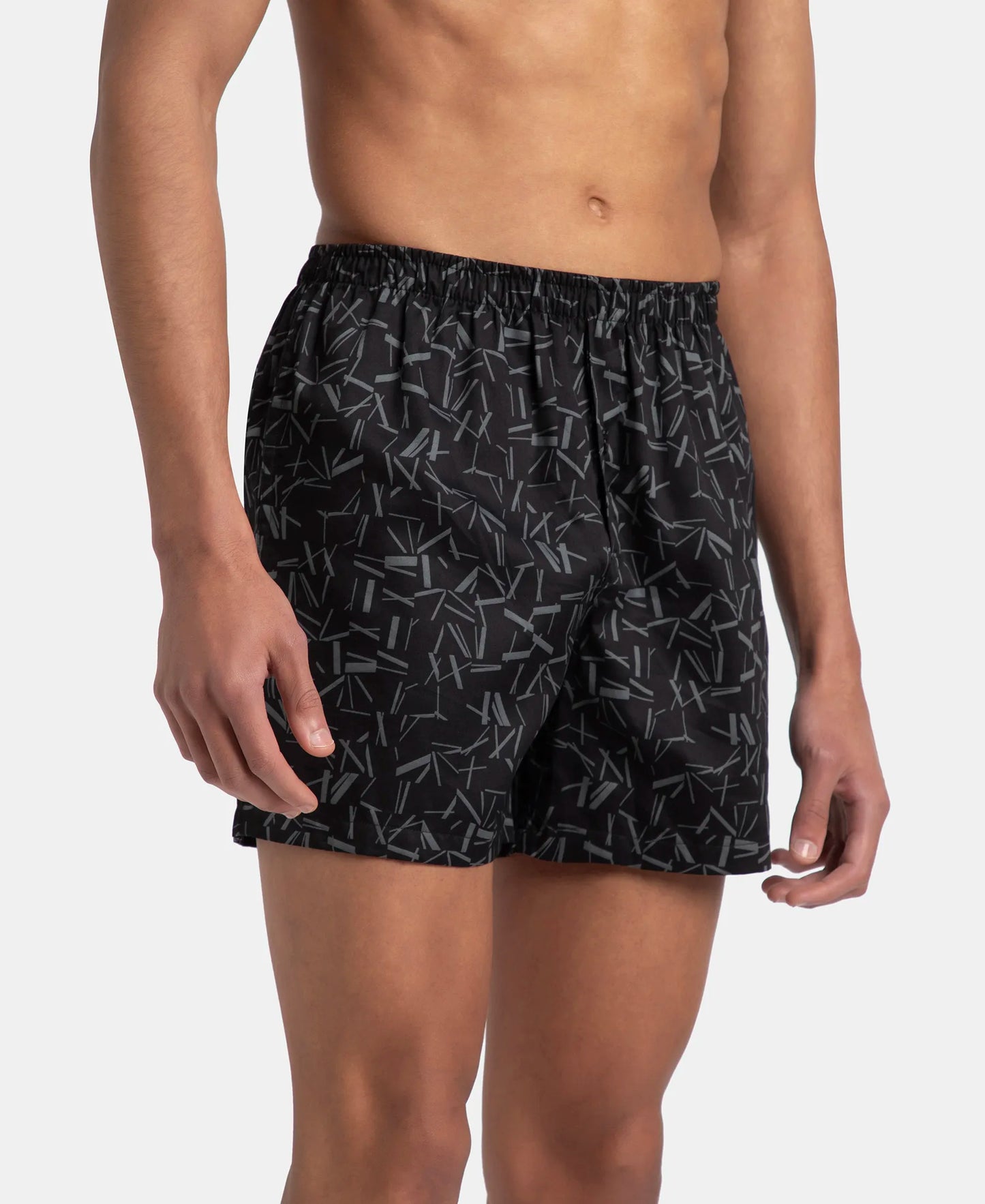 Super Combed Mercerized Cotton Woven Printed Inner Boxers with Ultrasoft and Durable Inner Waistband - Black & Thyme (Pack of 2)