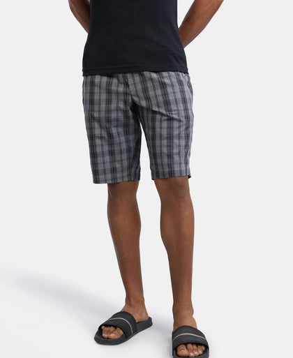 Super Combed Mercerized Cotton Woven Fabric Regular Fit Printed Bermuda with Side Pockets - Quiet Shade