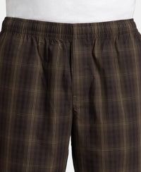 Super Combed Cotton Woven Fabric Regular Fit Checkered Pyjama with Side Pockets - Olive Black