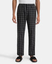 Super Combed Cotton Woven Fabric Regular Fit Checkered Pyjama with Side Pockets - Black & White