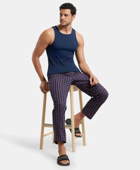 Super Combed Cotton Woven Fabric Regular Fit Checkered Pyjama with Side Pockets - Navy-6