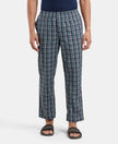 Super Combed Cotton Woven Fabric Regular Fit Checkered Pyjama with Side Pockets - Navy1-1
