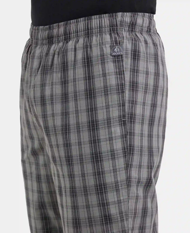 Super Combed Cotton Woven Fabric Regular Fit Checkered Pyjama with Side Pockets - Quiet Shade-7