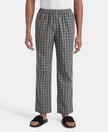 Super Combed Cotton Woven Fabric Regular Fit Checkered Pyjama with Side Pockets - Quiet Shade & Black