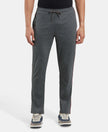 Super Combed Cotton Rich Regular Fit Trackpant with Side Pockets - Charcoal Melange & Shanghai Red-1