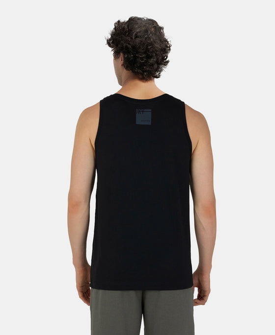 Super Combed Cotton Rich Graphic Printed Tank Top - Black