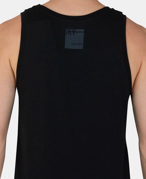 Super Combed Cotton Rich Graphic Printed Tank Top - Black