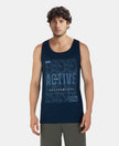 Super Combed Cotton Rich Graphic Printed Tank Top - Navy