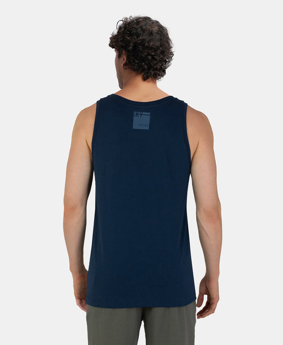 Super Combed Cotton Rich Graphic Printed Tank Top - Navy