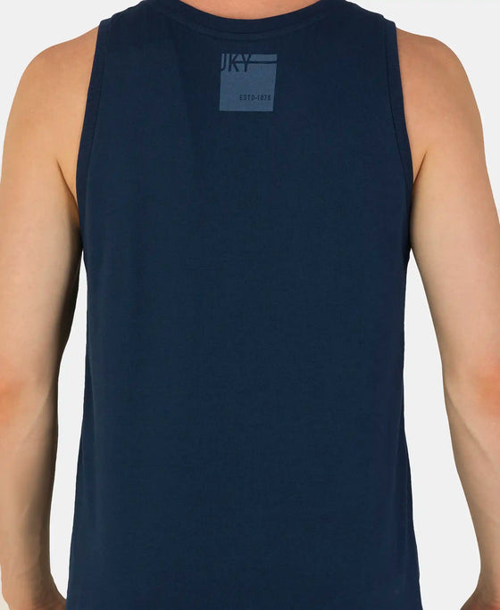 Super Combed Cotton Rich Graphic Printed Tank Top - Navy