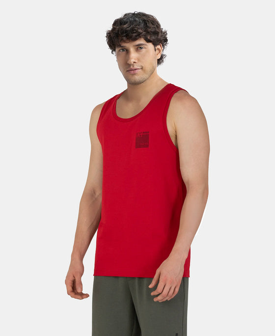 Super Combed Cotton Rich Graphic Printed Tank Top - Shanghai Red
