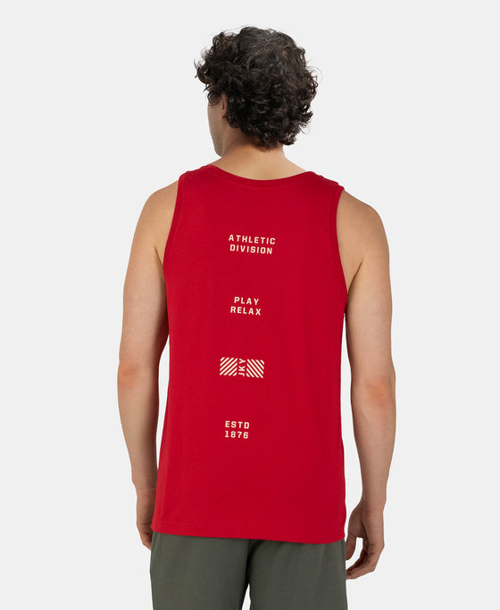 Super Combed Cotton Rich Graphic Printed Tank Top - Shanghai Red