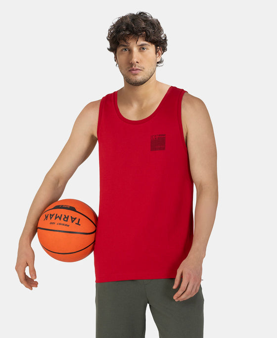 Super Combed Cotton Rich Graphic Printed Tank Top - Shanghai Red