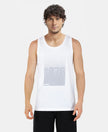 Super Combed Cotton Rich Graphic Printed Tank Top - White