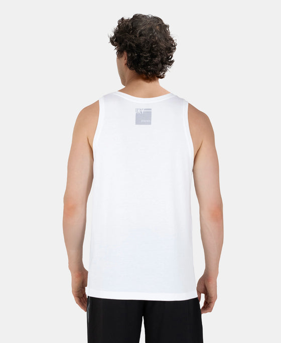Super Combed Cotton Rich Graphic Printed Tank Top - White