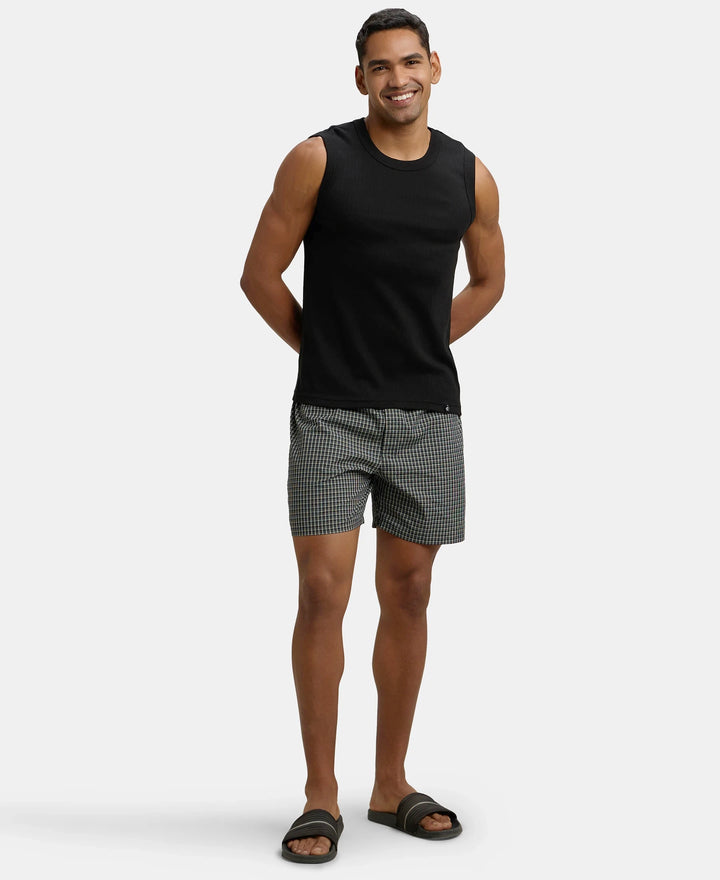 Super Combed Cotton Rib Solid Round Neck Muscle Vest - Black & White (Pack of 2)