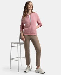 Super Combed Cotton French Terry Drop Shoulder Styled Jacket with Ribbed Cuff and Hem - Lilas