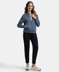 Super Combed Cotton French Terry Drop Shoulder Styled Jacket with Ribbed Cuff and Hem - Vintage Indigo