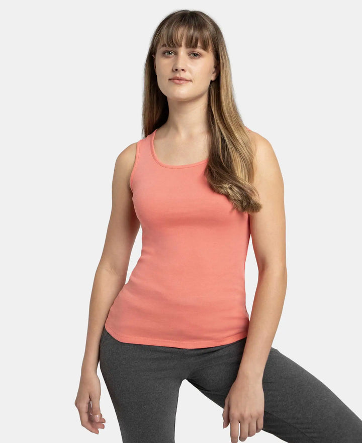 Super Combed Cotton Rib Fabric Slim Fit Solid Tank Top - Blush Pink