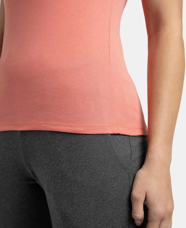 Super Combed Cotton Rib Fabric Slim Fit Solid Tank Top - Blush Pink